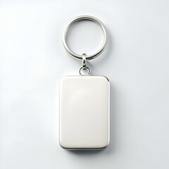 Blank metal keychain with a rectangular tag perfect for adding your own design or text.