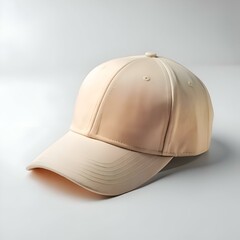 Fototapeta premium A clean and simple beige baseball cap isolated on a white background.