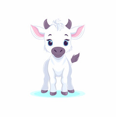 Fototapeta premium Wildebeest Cute Small Cartoon Baby Animal Character 