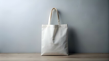 A pristine white tote bag with natural cotton handles. ready for your design! Perfect for showcasing your brand or creating mockups.