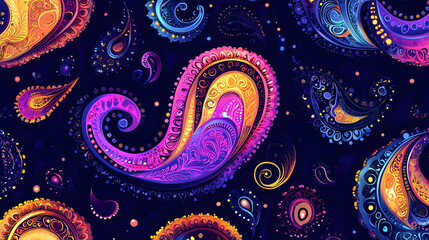 Colorful Paisley Pattern Background Abstract Floral Design