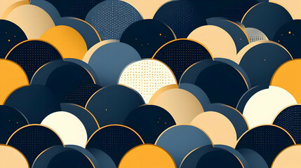 Obraz premium Abstract Geometric Pattern with Blue Gold and White Circles