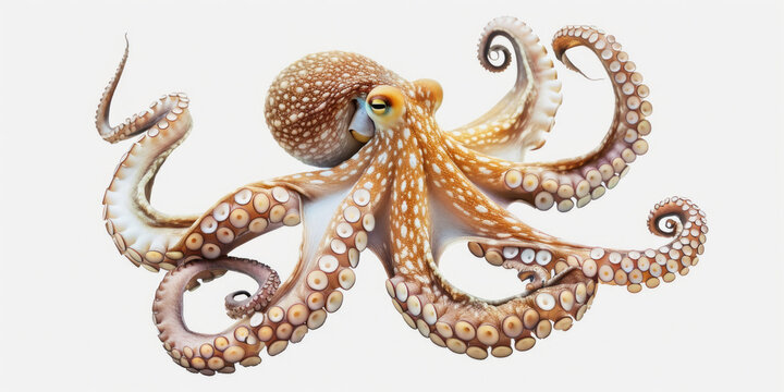 recommend clip art: An octopus isolated on a white background with no shadows.