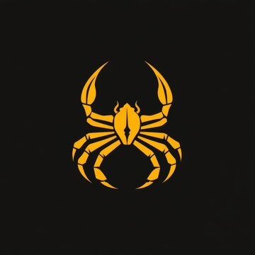recommend clip art: A Stylized Golden Crab Silhouette on a Black Background