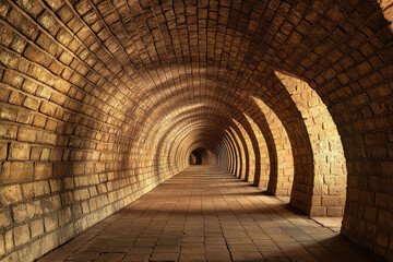 A Journey Through Time: An Enchanting Perspective of a Stone-Arched Tunnel