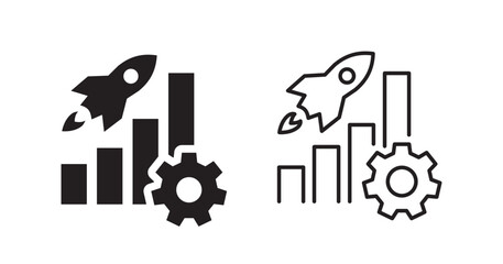 Startup icons on white background. Vector illustration.
