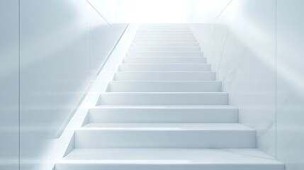 Fototapeta premium White Stairs Leading Upward in a Modern Interior