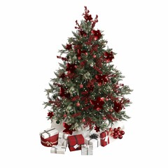 Christmas tree with decorations, isolated on white background, 3D illustration, cg render
