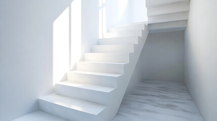 Obraz premium White Staircase in a Bright Minimalist Interior