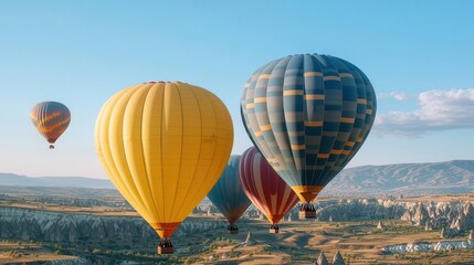 Obraz premium Aerial view of colorful hot air balloons over Cappadocia
