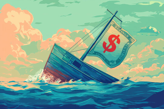The Dollar Ship Sinks: A Symbolic Depiction of Economic Crisis