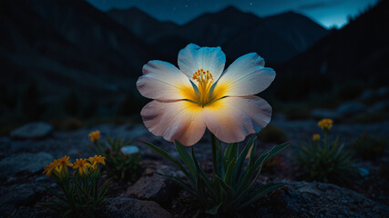 Enlightened flower image in mountains at night photography 30.