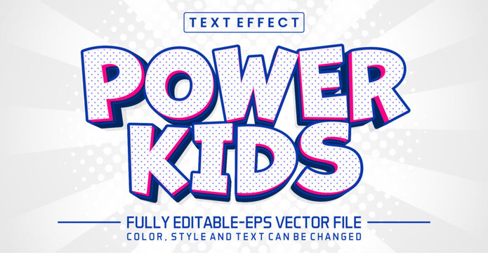 Power kids text effect editable