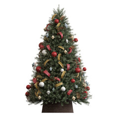 Christmas tree with decorations, isolate on a transparent background, 3d illustration, cg render