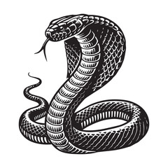 Fototapeta premium Egyptian Clipart Design - cobra snake a menacing hood Vector illustration in black and white