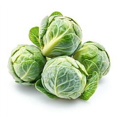 Obraz premium Fresh, green Brussels sprouts isolated on white background.