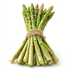 Fresh green asparagus tied with twine.