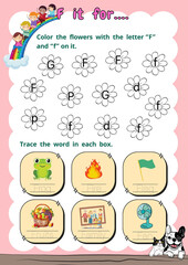 Start learning letters A-Z and simple words. Have fun learning English. Worksheet.