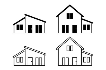 平屋住宅と二階建て住宅のアイコンセット