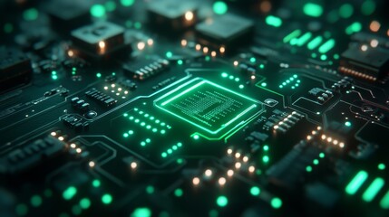 Fototapeta premium High-resolution image of a beryllium copper circuit board, featuring detailed copper paths and intricate electronic components