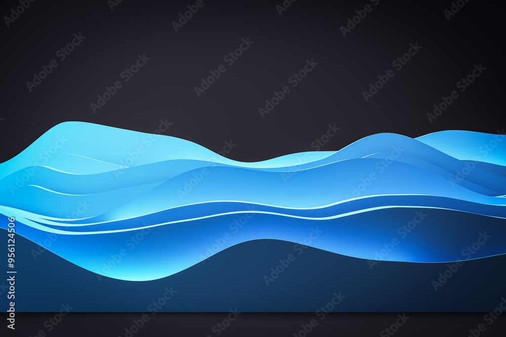 Aufkleber creative dark blue wavy background with mock up place. 3d rendering.
