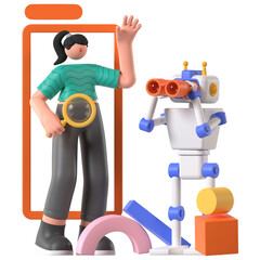 Naklejka premium Object Recognition Artificial Intelligence Technology 3D