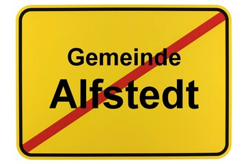 Illustration eines Ortsausgangsschildes der Gemeinde Alfstedt in Niedersachsen