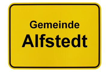 Illustration eines Ortsausgangsschildes der Gemeinde Alfstedt in Niedersachsen