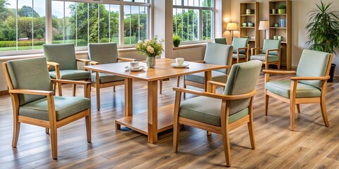 Elderly-friendly dining furniture provides ergonomic design and sturdy construction for effortless eating and