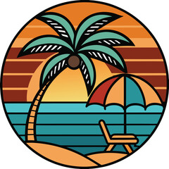 Summer vacation on tropical resort cartoon vector illustration