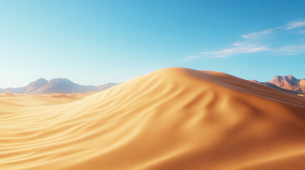 Fototapeta premium A photorealistic desert dune with a clear blue sky in the background