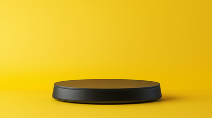 mockup large podium isolated on matte yellow background, product to be used in advertising, Ai generated images