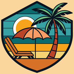 Summer vacation on tropical resort cartoon vector illustration