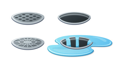 Manhole cover vector isolated on white background.