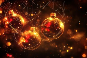 Intertwined glowing lines and spherical baubles illuminate the space, evoking a joyful holiday ambiance filled with warmth and charm. Generative AI
