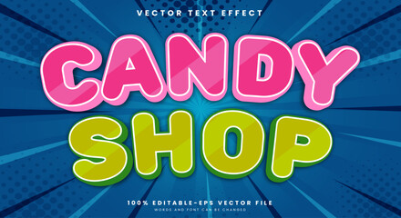 Candy Shop 3d Style editable text effect Template suitable for Sweet food product