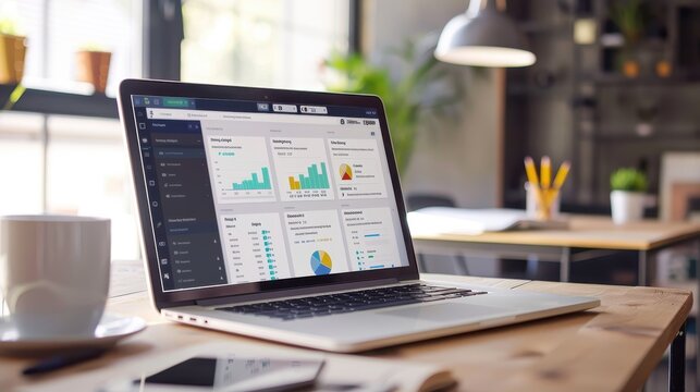 Laptop displaying a content management system CMS interface, website backend design, seamless content creation