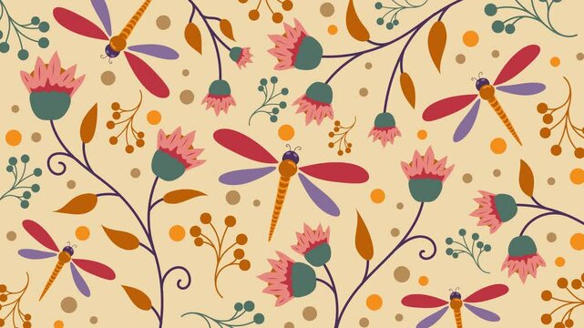 autumn stop motion video with dragonfly animation, autumn fall background animation
