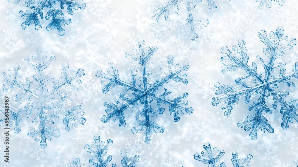 Poster Delicate abstract snowflakes and soft lines create a serene winter atmosphere, perfect for seasonal art and design inspiration. Generative AI