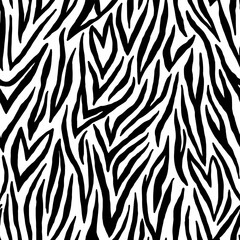 Full seamless pattern inspired by zebra stripes. Black and white animal print for textile, fabric, surface