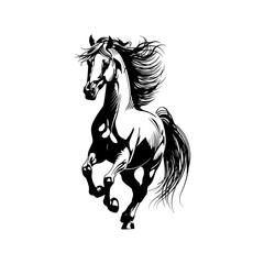 Isolated vector illustration of a graceful, galloping horse, featuring monochromatic linear graphics. Suitable for fabric printing, logo and t-shirt printing