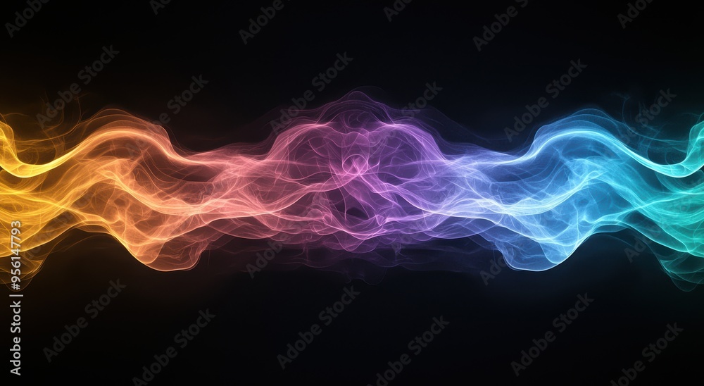 Sticker colorful abstract smoke or energy waves