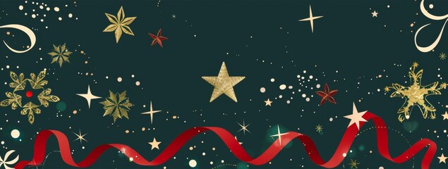 Fototapeta premium A blue ribbon with snowflakes and stars on it