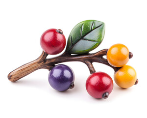 3d fruits wooden kid toys collection isolated on white background	