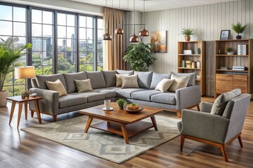 Fototapeta premium Sleek lines and rich textures blend in harmonious balance, showcasing versatility and sophistication in a space