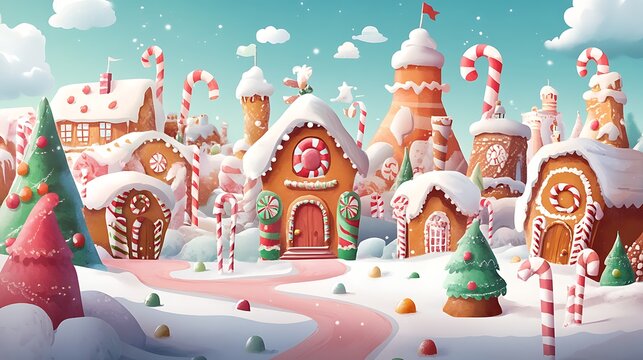 Winter Wonderland Gingerbread Village   Festive Christmas Scene
