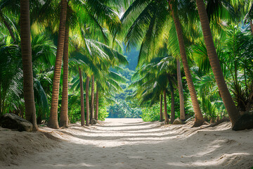 natural tropical on green coconut tree with tropical background