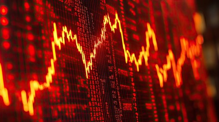 Financial market crash with graphs showing falling interest rates and economic decline.