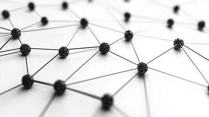 3d Social networking black chrome nodes background, interconnected by lines to form a grid structure, indicating interconnections and relationships in the social community or business