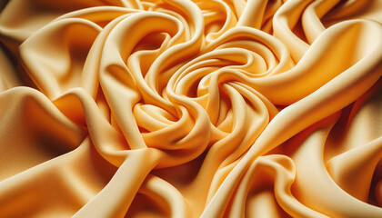 Obraz premium A close-up view of soft, flowing fabric in warm yellow hues, showcasing texture and elegance perfect for creative projects